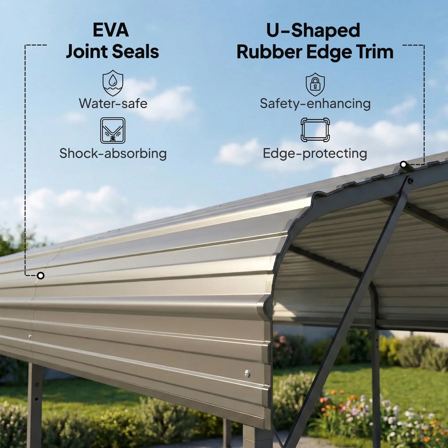 11 x 15FT Metal Carport, Heavy-Duty Canopy With Reinforced Frame, Dark Grey Car Shelters at Gallery Canada