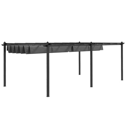 11.7' x 19.6' Retractable Pergola Canopy, For Grill, Patio, Garden, Aluminum Pergolas Dark Grey at Gallery Canada