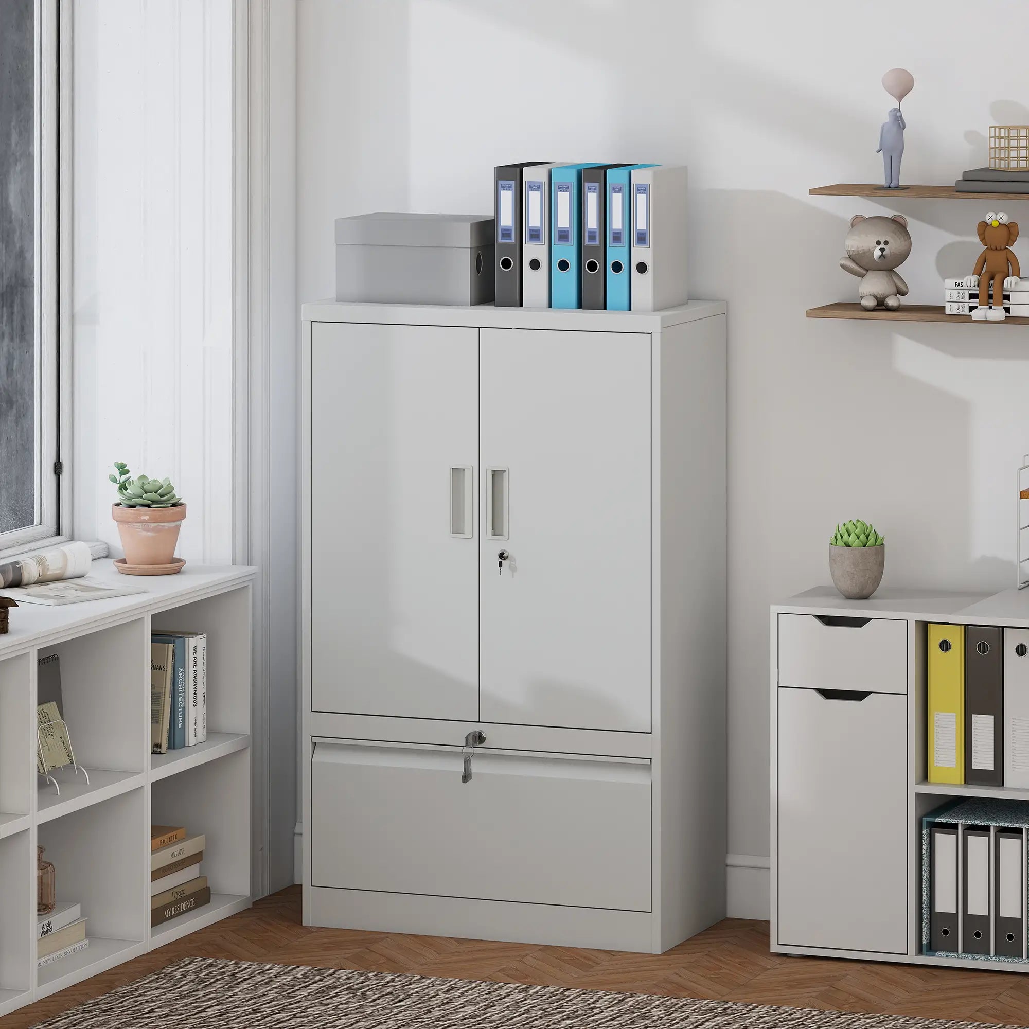 Lateral Filing Cabinet, Metal Storage Cabinet, White Office Cabinets & Cupboards at Gallery Canada