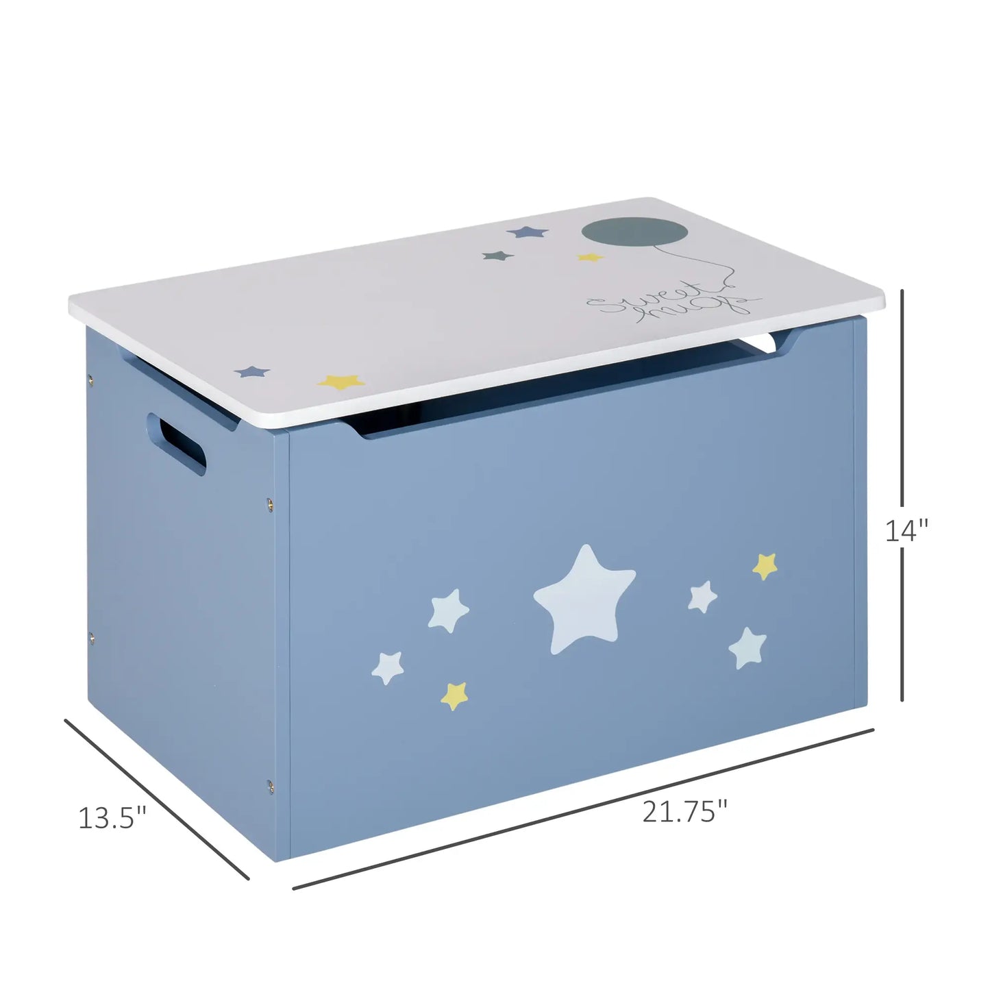 Kids Wooden Toy Storage Box, Bench Seat, 21.75" x 13.5" x 14", Blue Baby & Kids Storage at Gallery Canada