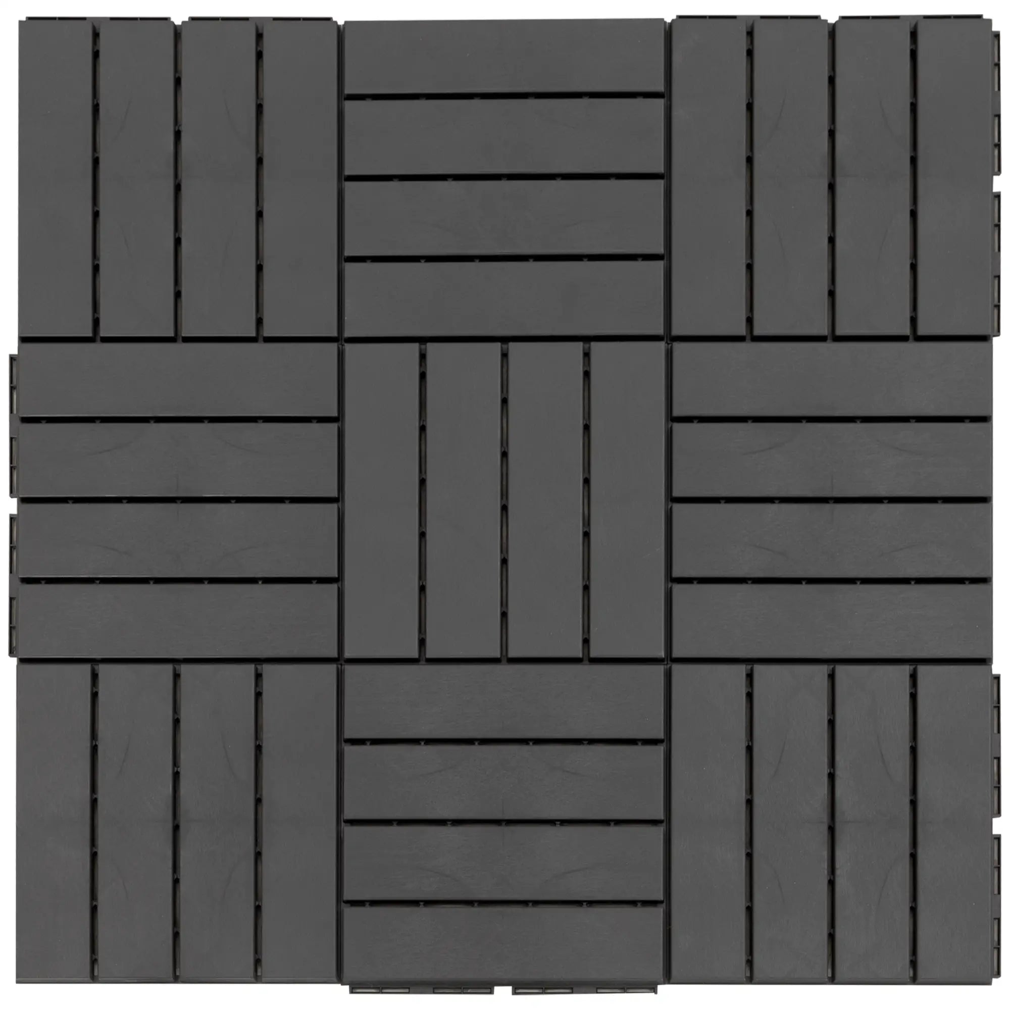 9 Pcs PP Interlocking Deck Tile, 12 x 12, Indoor Outdoor, Black Deck Tiles at Gallery Canada