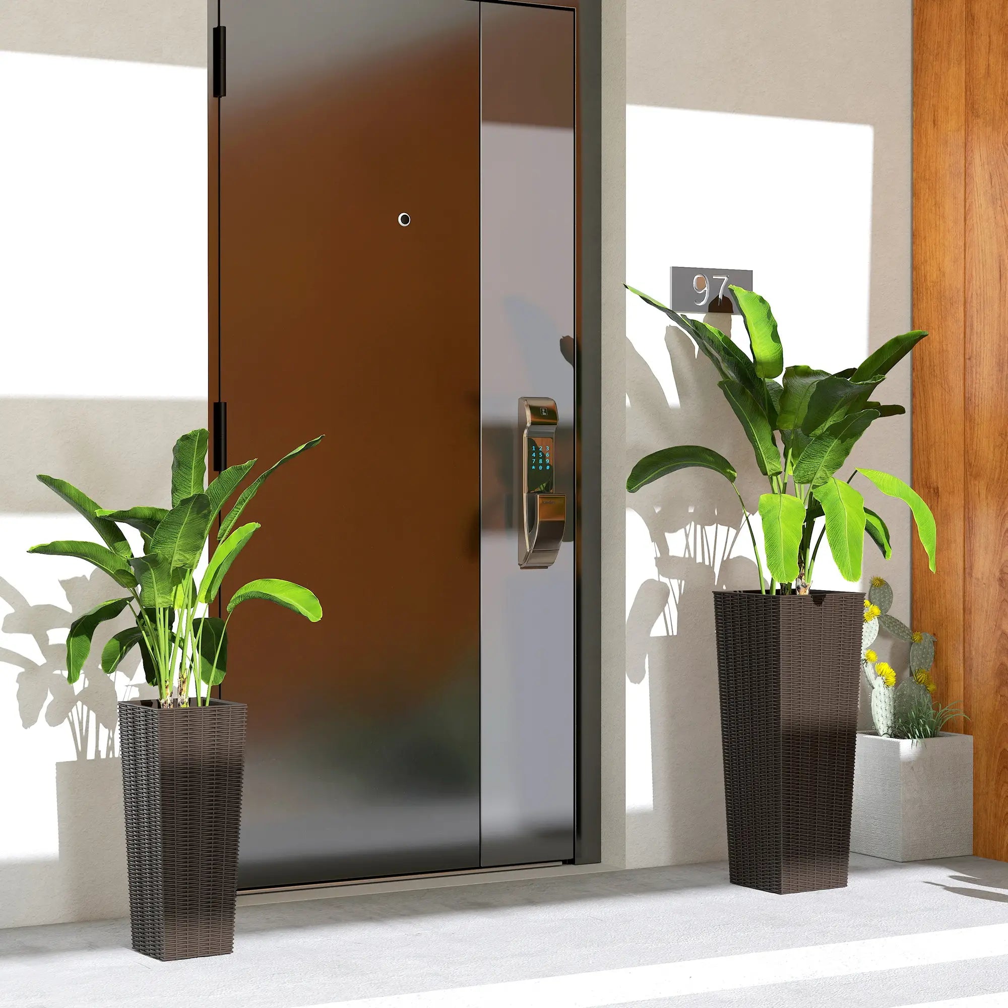 Set of 2 Tall Outdoor Planters with Drainage Holes, Flower Pots for Patio Garden Accessories at Gallery Canada