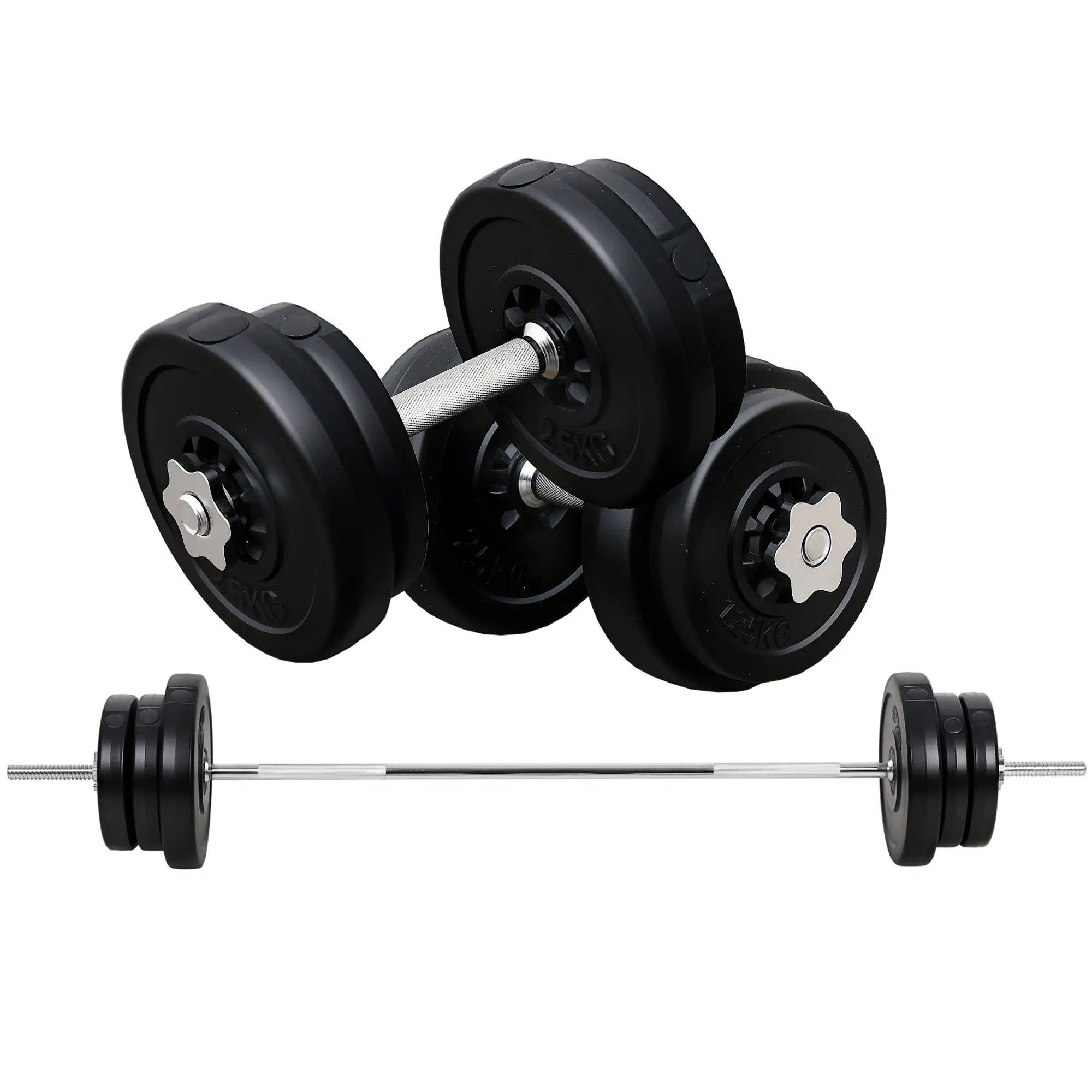 145lbs Adjustable Dumbbell, Barbell Set, Plate Bar Clamp Rod Dumbbells & Barbells Black at Gallery Canada