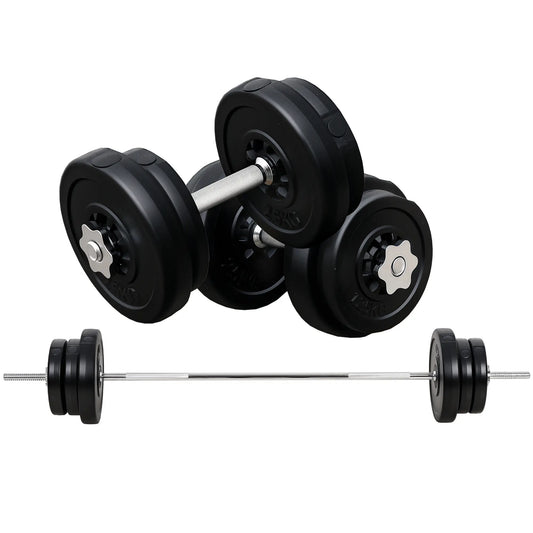 145lbs Adjustable Dumbbell, Barbell Set, Plate Bar Clamp Rod Dumbbells & Barbells Black at Gallery Canada