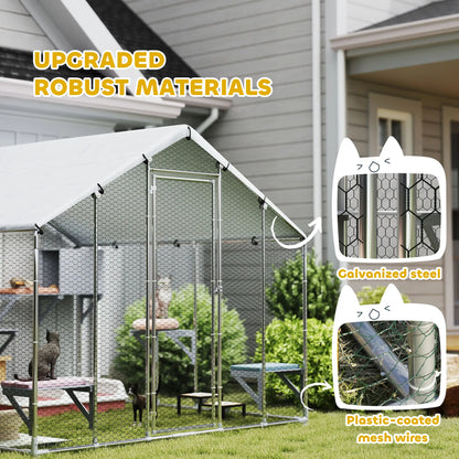 94.5" Large Metal Outdoor Catio, Waterproof Cover, 2 Resting Boxes, 7 Platforms Outdoor Cat Enclosures at Gallery Canada