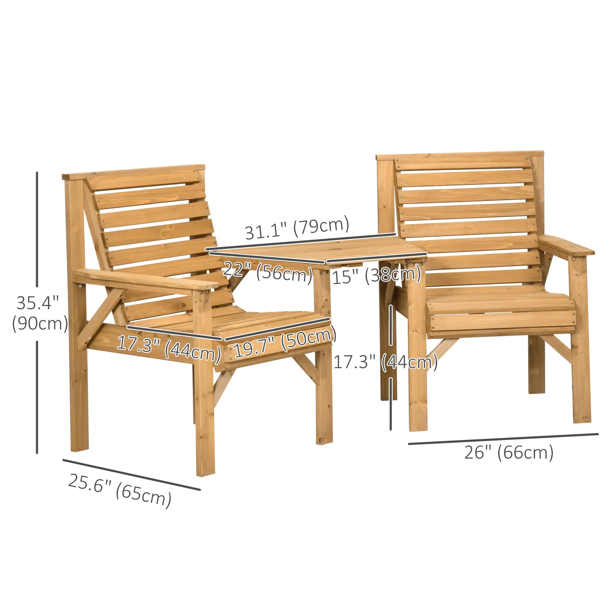 3Pcs Outdoor Bench Set, Backyard, Balcony, Light Brown Outdoor Benches at Gallery Canada