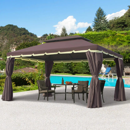 10 x 13ft Aluminum Gazebo, Double Tier Canopy, Netting, Curtains, Coffee Gazebos at Gallery Canada