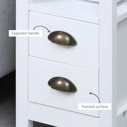 Slim End Table with 2 Drawers, Storage Shelf, White Side Tables at Gallery Canada