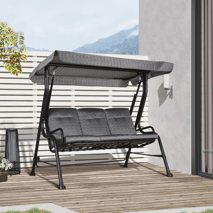 3-Person Patio Swing Bench With Canopy, Grey Patio Swings with Stand at Gallery Canada