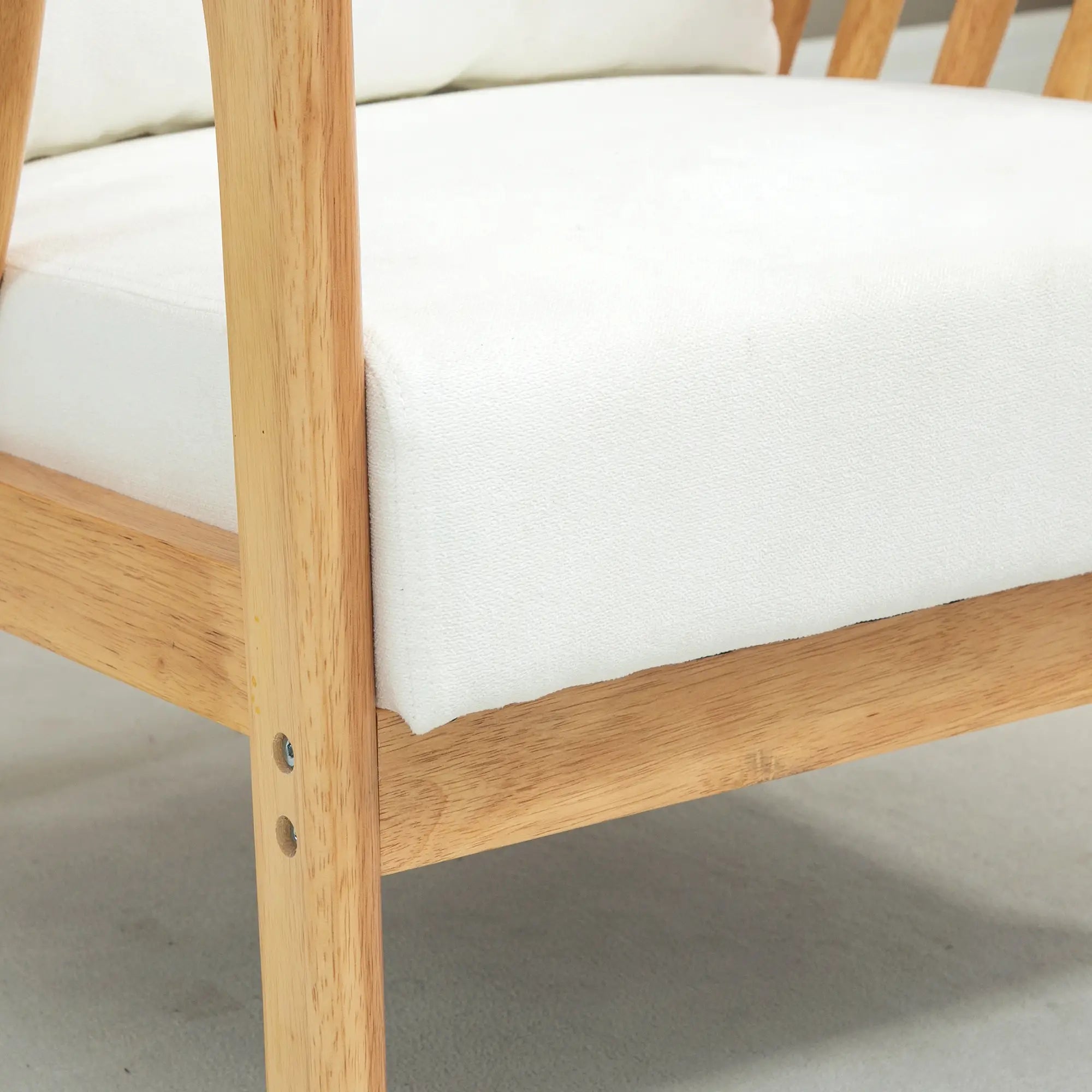 Upholstered Lounge Chair, Rubber Wood Frame, White Accent Chairs at Gallery Canada