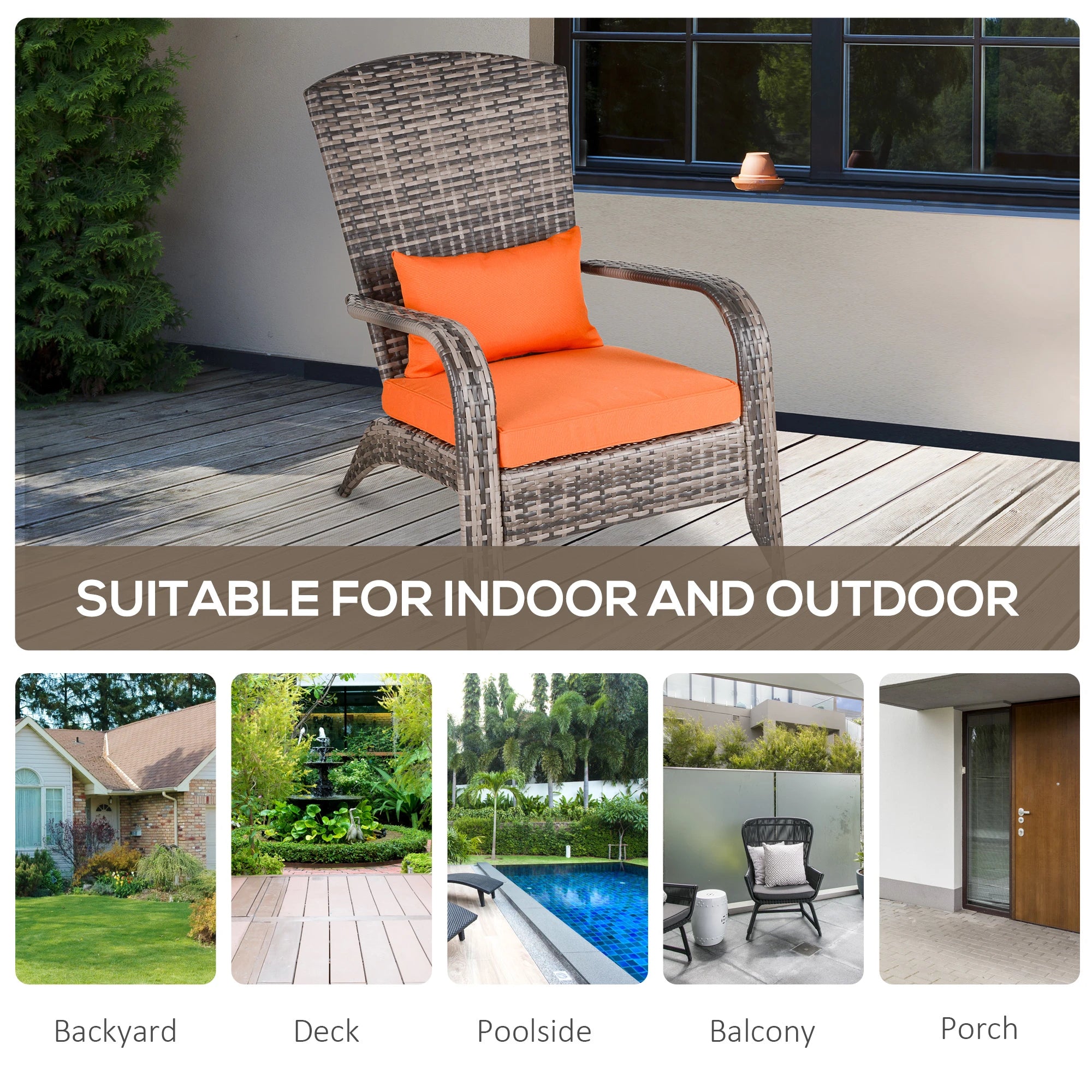 Patio Wicker Adirondack Chair, Outdoor PE Rattan, Orange Patio Chairs at Gallery Canada