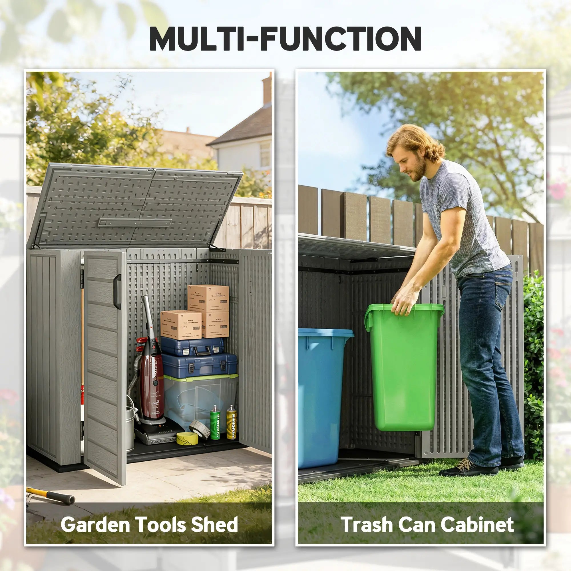33 Cu.ft Plastic Outdoor Storage Shed, Lockable Doors, Light Grey Outdoor Storage Cabinet at Gallery Canada
