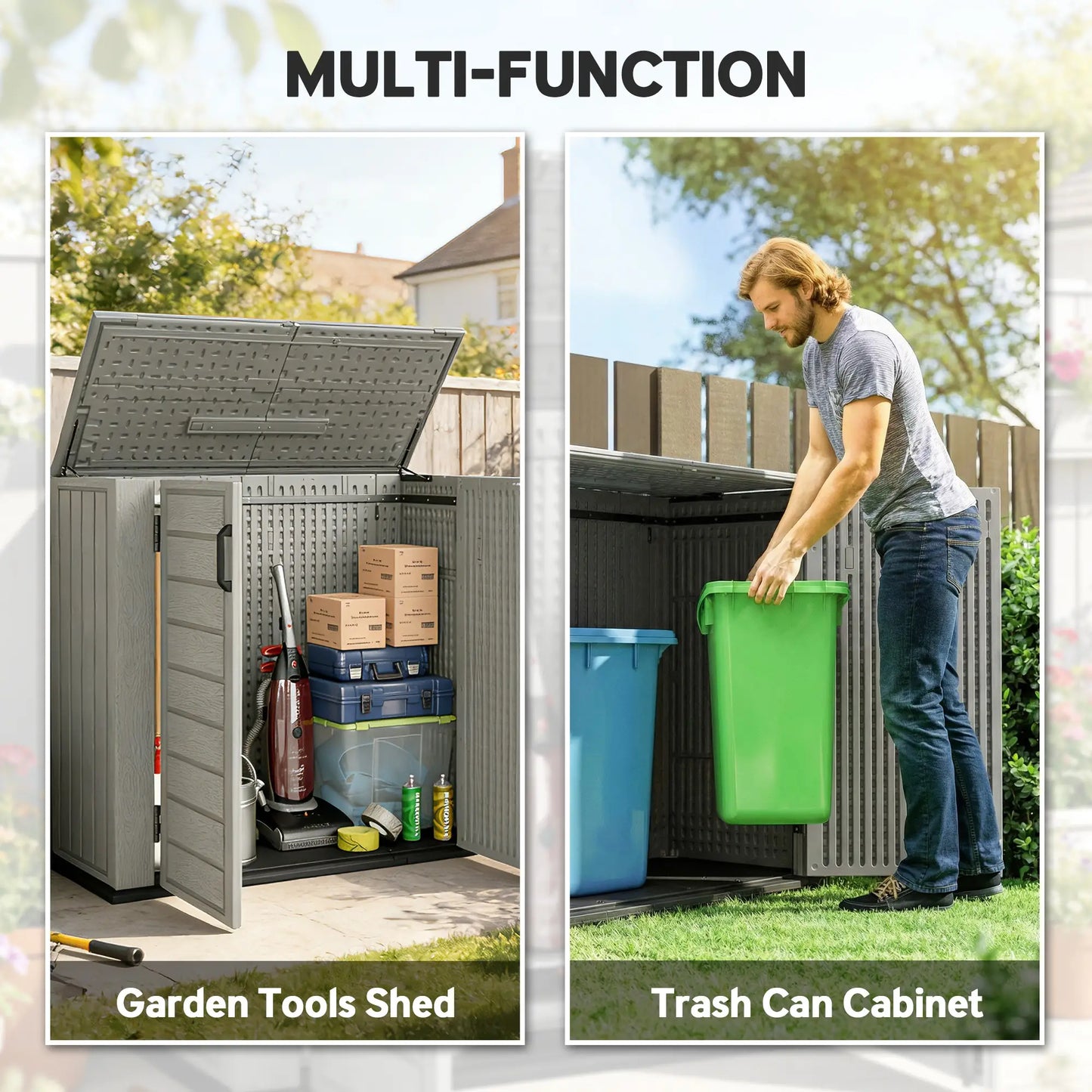 33 Cu.ft Plastic Outdoor Storage Shed, Lockable Doors, Light Grey Outdoor Storage Cabinet at Gallery Canada