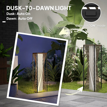 Rattan Solar Floor Lamp, IP44, LED Auto On/Off, Brown Solar Post Lamps at Gallery Canada