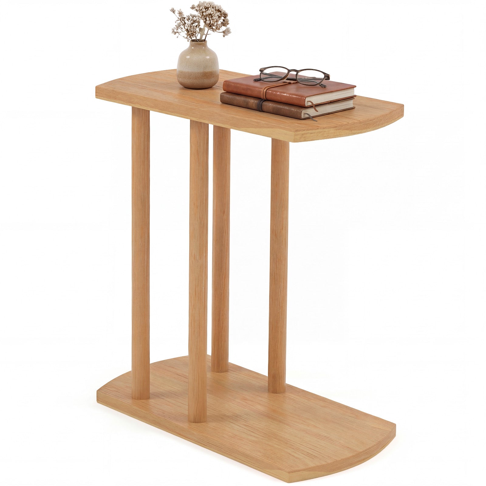 Narrow 2-Tier C-Shaped Teak Wood Side Table End & Side Tables at Gallery Canada