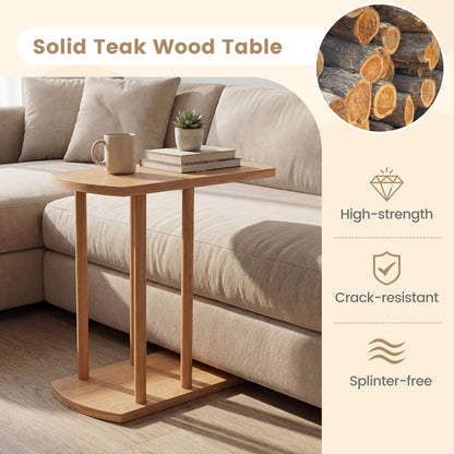 Narrow 2-Tier C-Shaped Teak Wood Side Table End & Side Tables at Gallery Canada