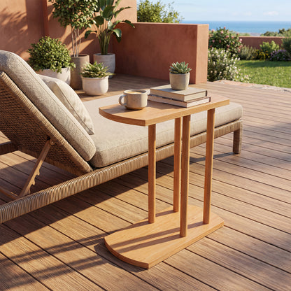 Narrow 2-Tier C-Shaped Teak Wood Side Table End & Side Tables at Gallery Canada