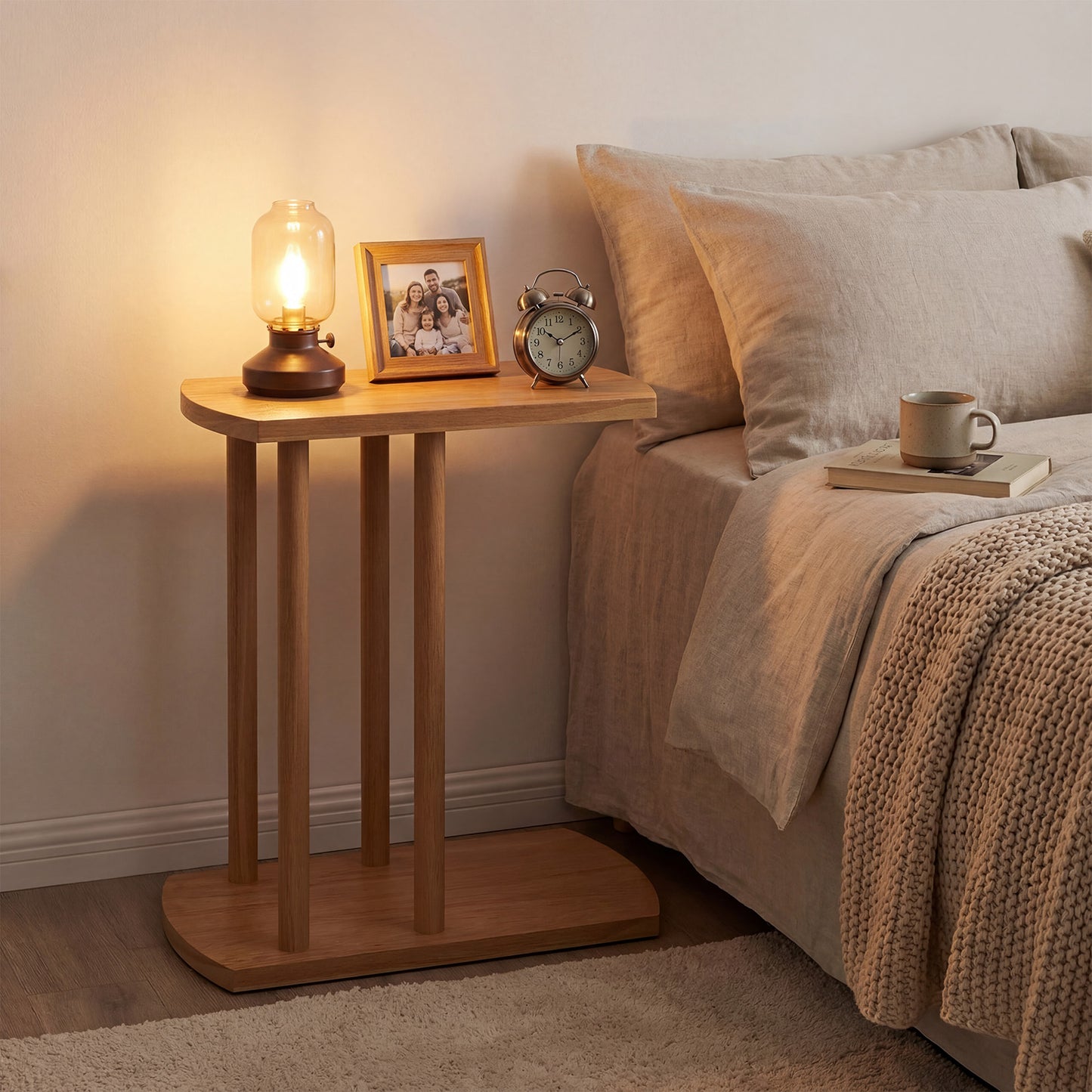 Narrow 2-Tier C-Shaped Teak Wood Side Table End & Side Tables at Gallery Canada