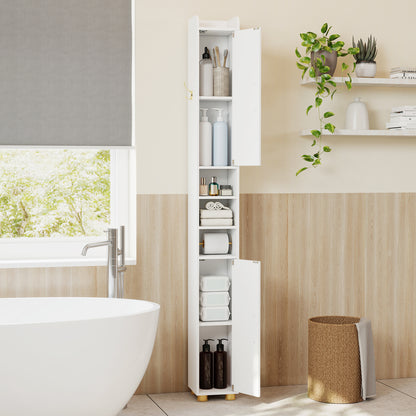 Narrow Bathroom Storage Cabinet with Open Shelves and Toilet Paper Holder, White Floor Cabinets at Gallery Canada