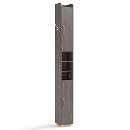Narrow Bathroom Storage Cabinet, Open Shelves, Toilet Paper Holder, Gray Floor Cabinets at Gallery Canada