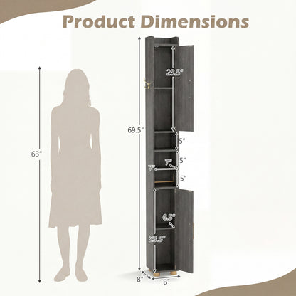 Narrow Bathroom Storage Cabinet, Open Shelves, Toilet Paper Holder, Gray Floor Cabinets at Gallery Canada