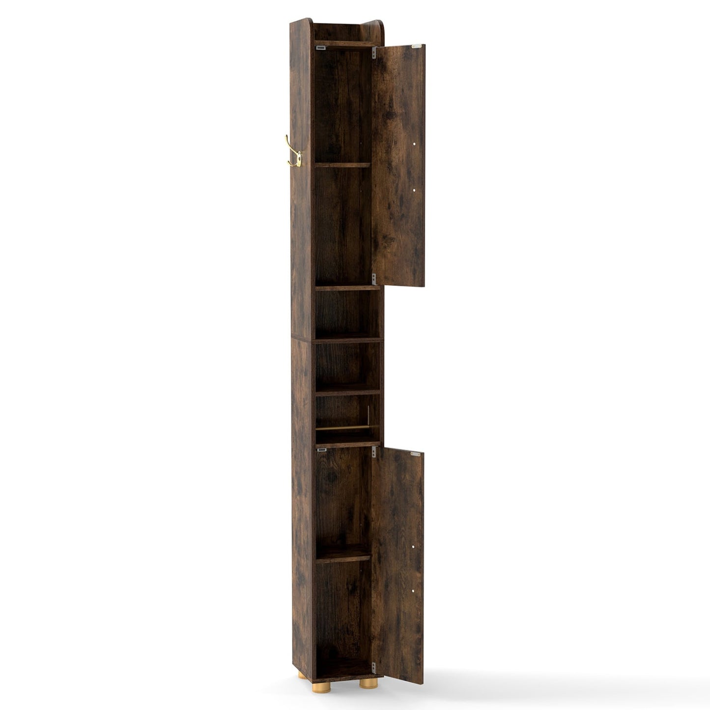 Narrow Bathroom Storage Cabinet, Open Shelves, Toilet Paper Holder