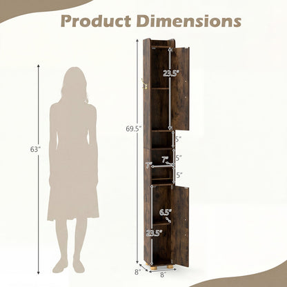 Narrow Bathroom Storage Cabinet, Open Shelves, Toilet Paper Holder