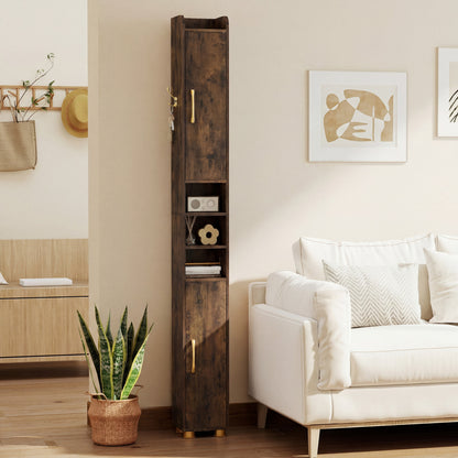 Narrow Bathroom Storage Cabinet, Open Shelves, Toilet Paper Holder