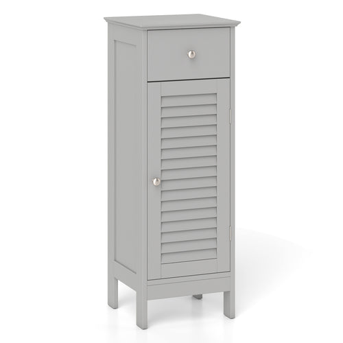 Narrow Bathroom Cabinet with Shelf and Drawer, Gray