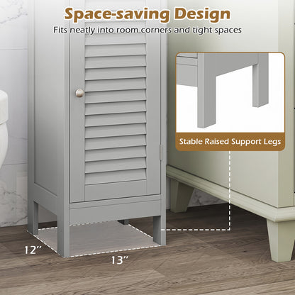 Meuble de salle de bain étroit avec étagère et tiroir, gris