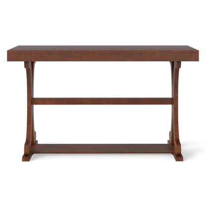 Narrow Console Table Vintage 52 Inch Long with Open Storage Shelf, Walnut Console Tables at Gallery Canada