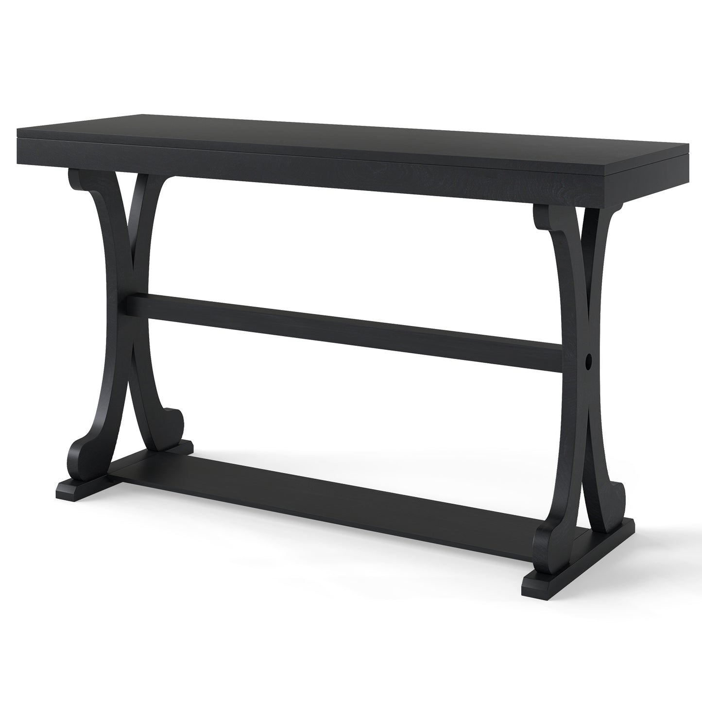 Narrow Console Table Vintage 52 Inch Long with Open Storage Shelf, Black Console Tables at Gallery Canada
