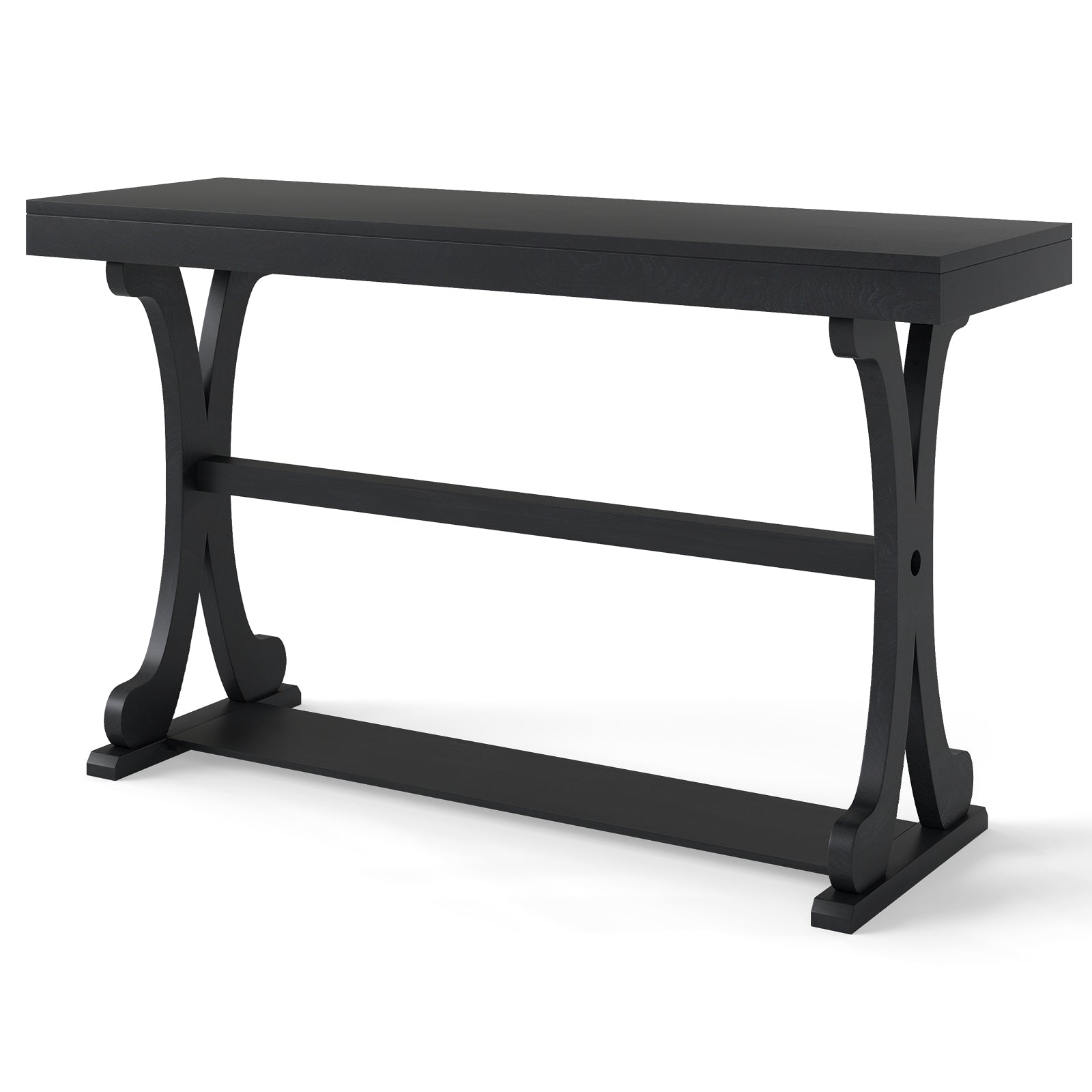 Narrow Console Table Vintage 52 Inch Long with Open Storage Shelf, Black Console Tables at Gallery Canada