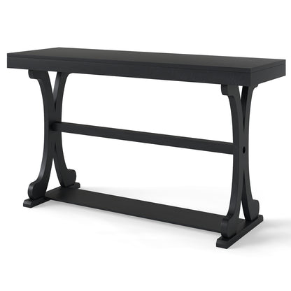 Narrow Console Table Vintage 52 Inch Long with Open Storage Shelf, Black Console Tables at Gallery Canada