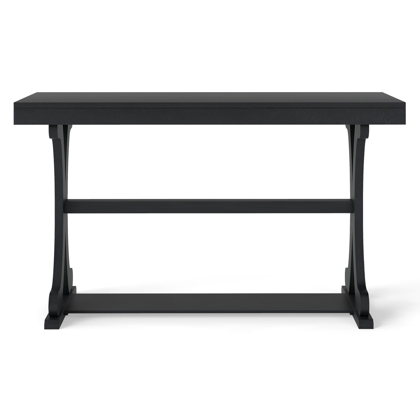 Narrow Console Table Vintage 52 Inch Long with Open Storage Shelf, Black Console Tables at Gallery Canada