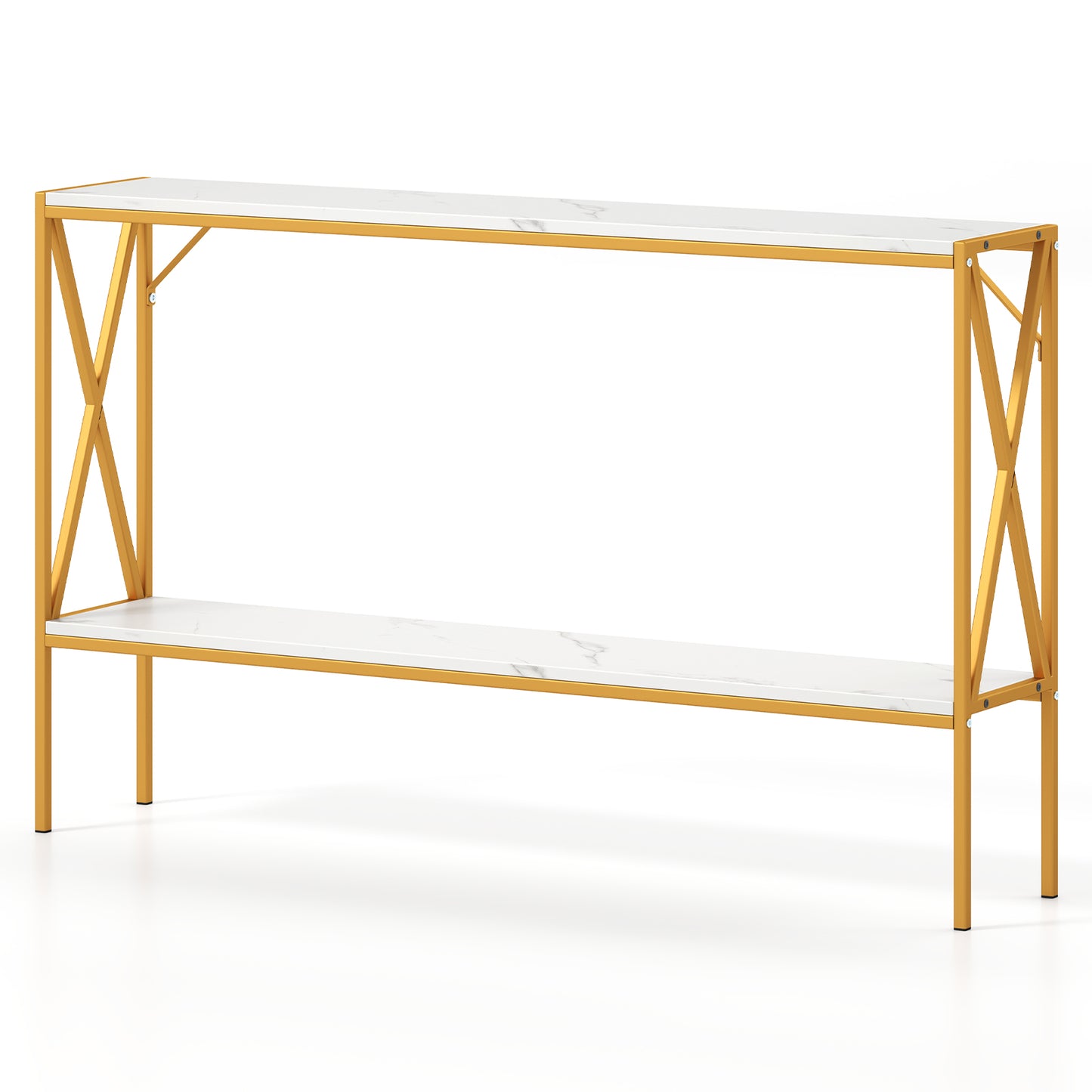Narrow Console Table 2-Tier Entryway Table with Storage, White Console Tables White at Gallery Canada