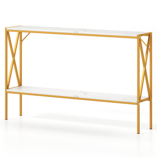 Narrow Console Table 2-Tier Entryway Table with Storage, White Console Tables White at Gallery Canada