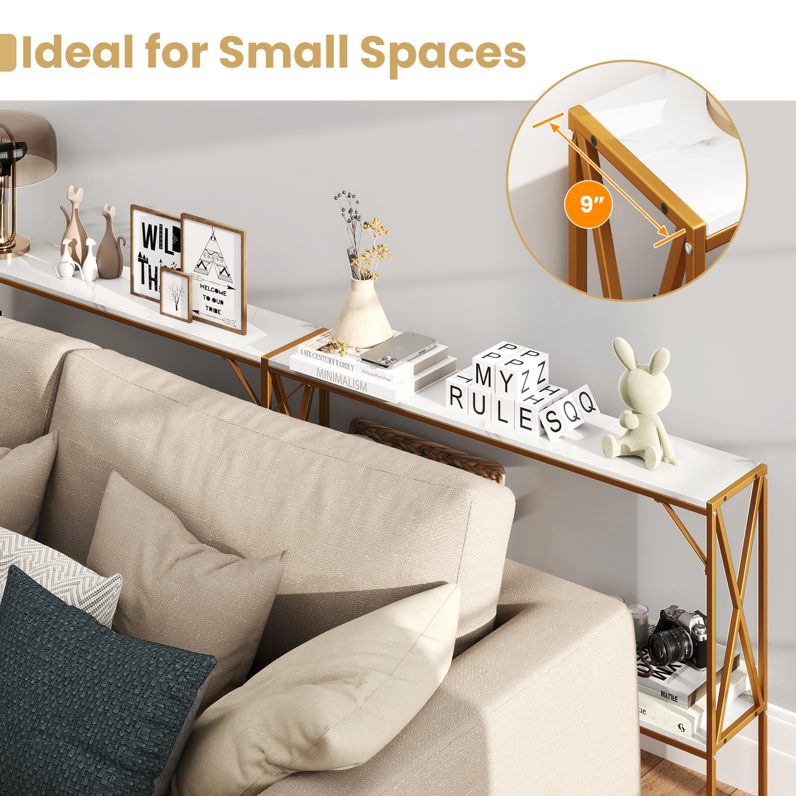 Narrow Console Table 2-Tier Entryway Table with Storage, White Console Tables at Gallery Canada