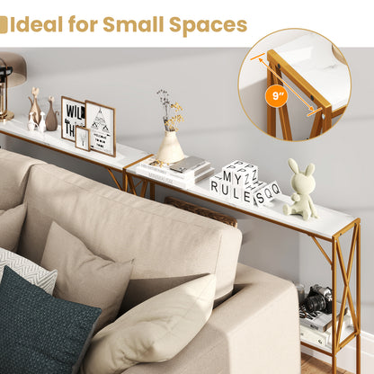 Narrow Console Table 2-Tier Entryway Table with Storage, White Console Tables at Gallery Canada