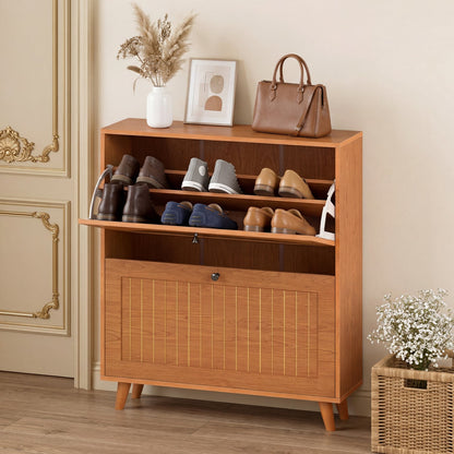 Narrow Shoe Cabinet with Adjustable Shelves, Oak Shoe Racks & Storage Benches at Gallery Canada