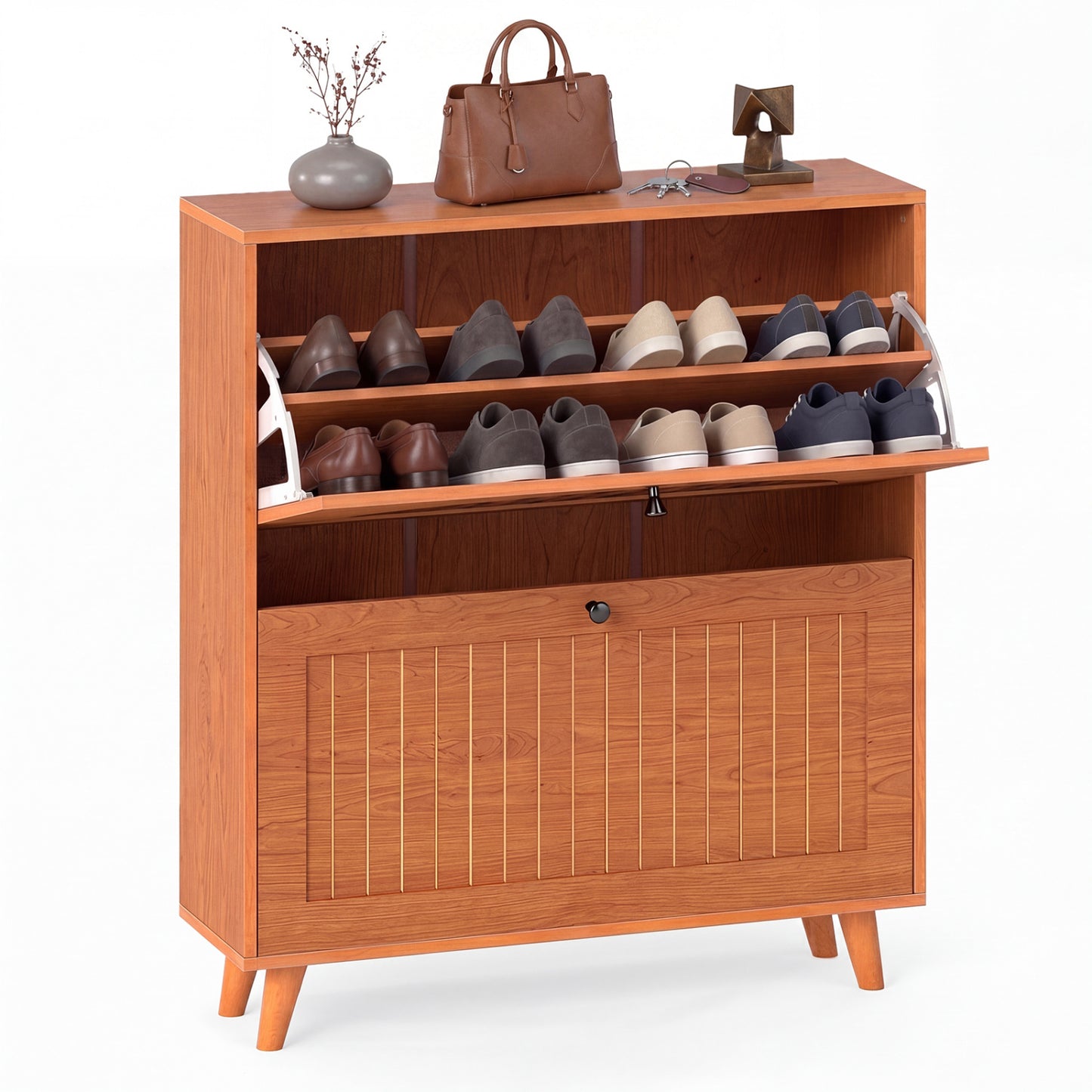 Narrow Shoe Cabinet with Adjustable Shelves, Oak Shoe Racks & Storage Benches Oak at Gallery Canada