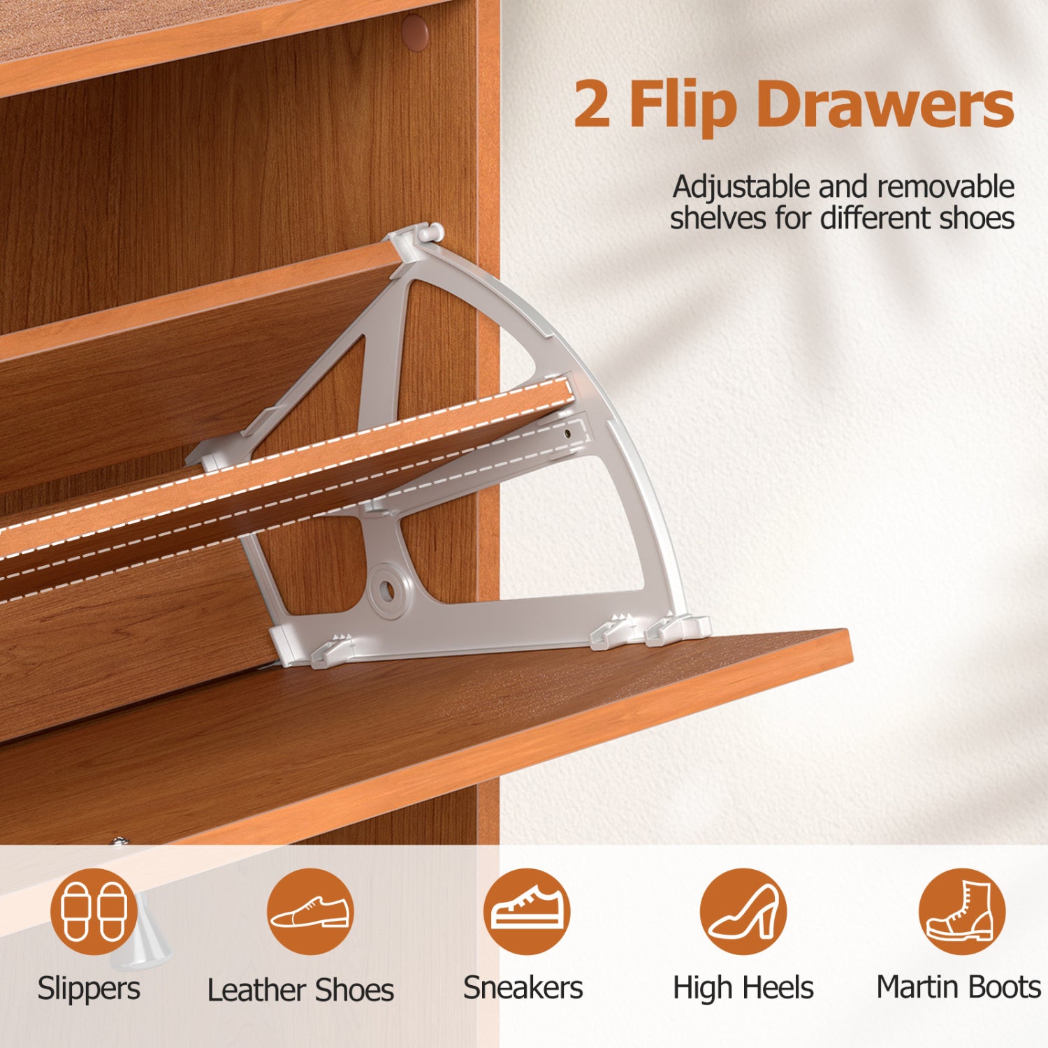 Narrow Shoe Cabinet with Adjustable Shelves, Oak Shoe Racks & Storage Benches at Gallery Canada