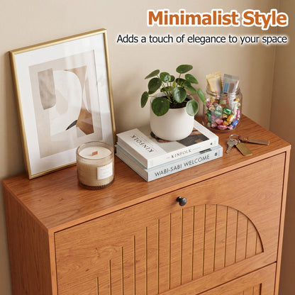 Narrow Shoe Cabinet with Adjustable Shelves, Oak Shoe Racks & Storage Benches at Gallery Canada