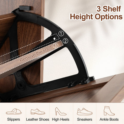 Narrow Shoe Cabinet, Adjustable Shelves, Brown