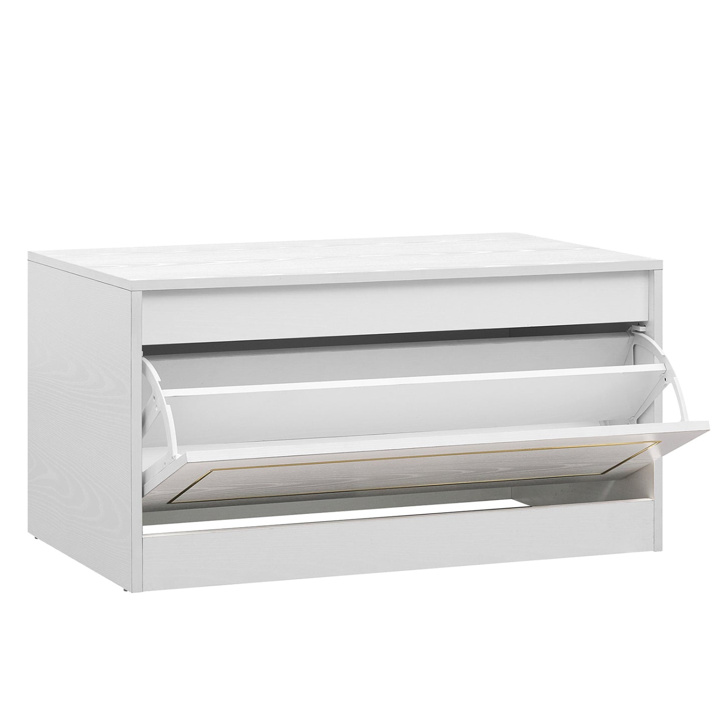 Narrow Shoe Cabinet, 1 Flip Drawer, Adjustable Shelf, White