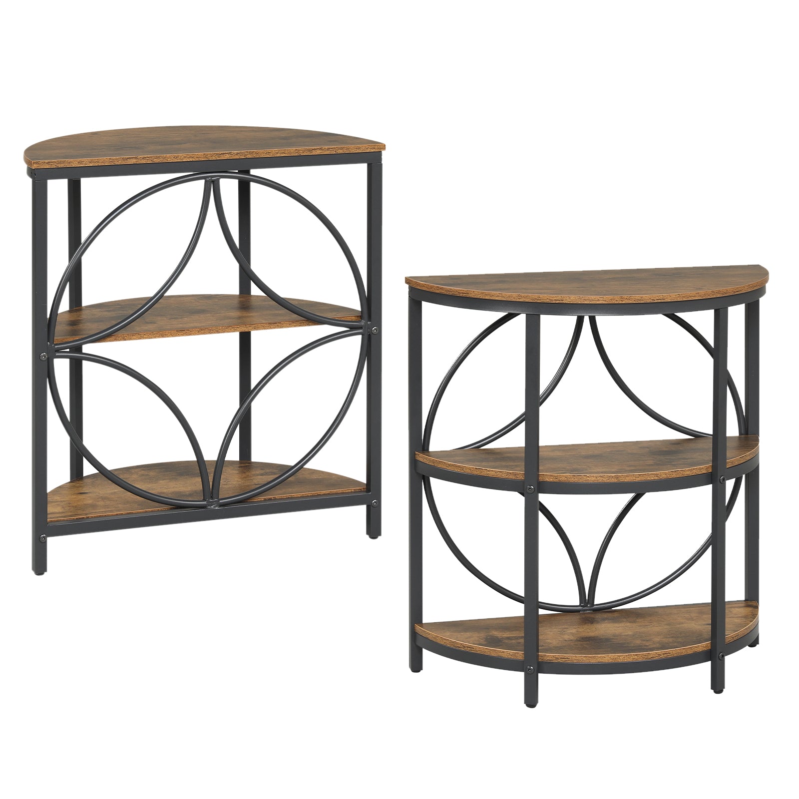 Narrow Side Table, Metal Frame, Storage Shelves, Rustic Brown End & Side Tables at Gallery Canada