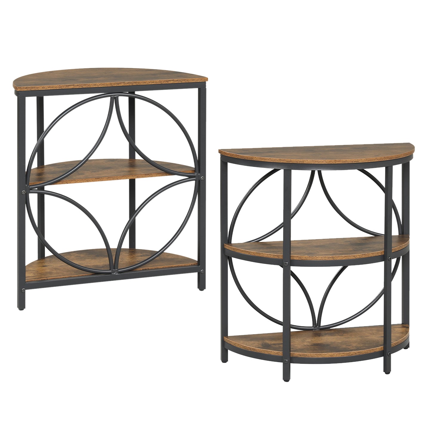 Narrow Side Table, Metal Frame, Storage Shelves, Rustic Brown End & Side Tables at Gallery Canada