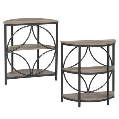 Narrow Side Table, Metal Frame, Storage Shelves, Gray End & Side Tables at Gallery Canada