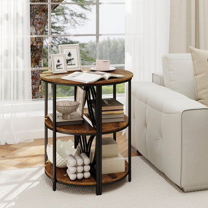 Narrow Side Table, Metal Frame, Storage Shelves, Rustic Brown End & Side Tables at Gallery Canada