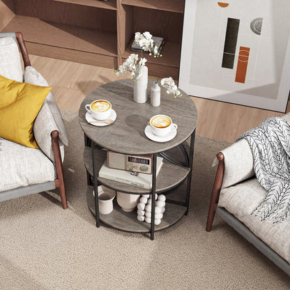 Narrow Side Table, Metal Frame, Storage Shelves, Gray End & Side Tables at Gallery Canada